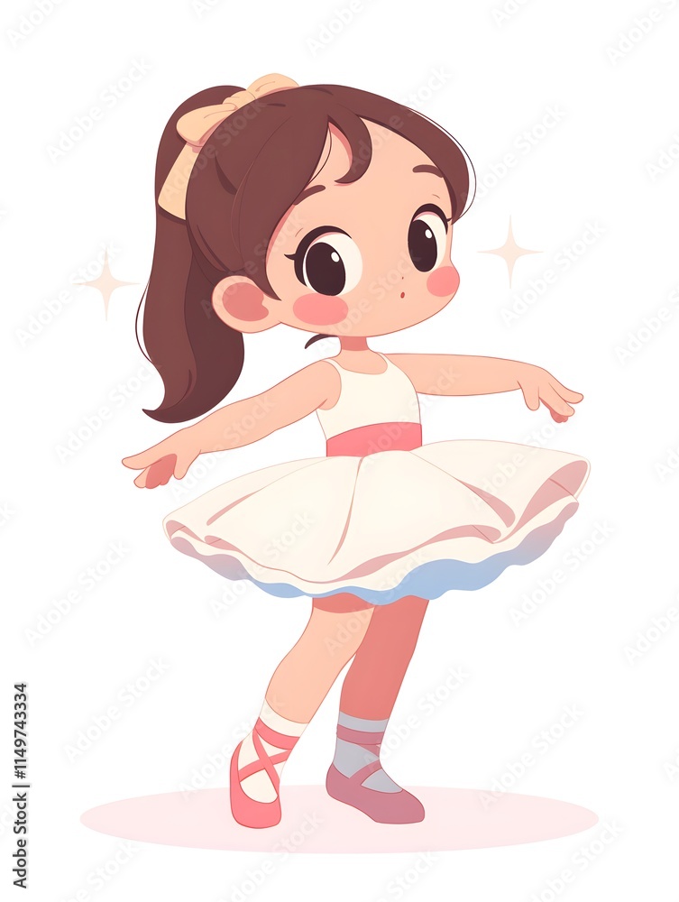 Girl character illustration practicing ballet, Generative AI Girl character illustration practicing ballet, Generative AI