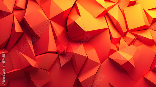 Bold 3D abstract background with fragmented geometric structures, bright contrasting colors, and dynamic lighting, creating an intense and energetic atmosphere photo