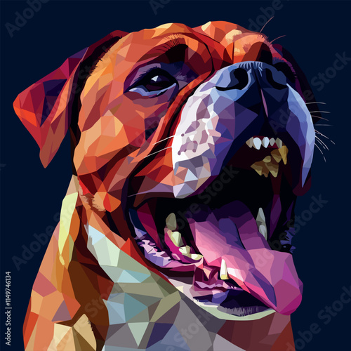 Colorful Low Poly Angry Dog Vector illustration