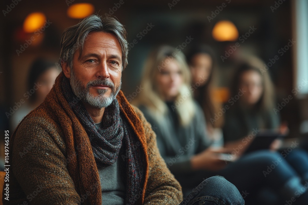 A therapist leading a group therapy session. Generative AI A therapist leading a group therapy session. Generative AI