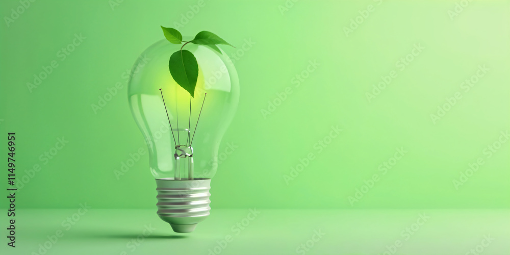 Green energy concept with a light bulb on a vibrant green background. Green energy concept with a light bulb on a vibrant green background.
