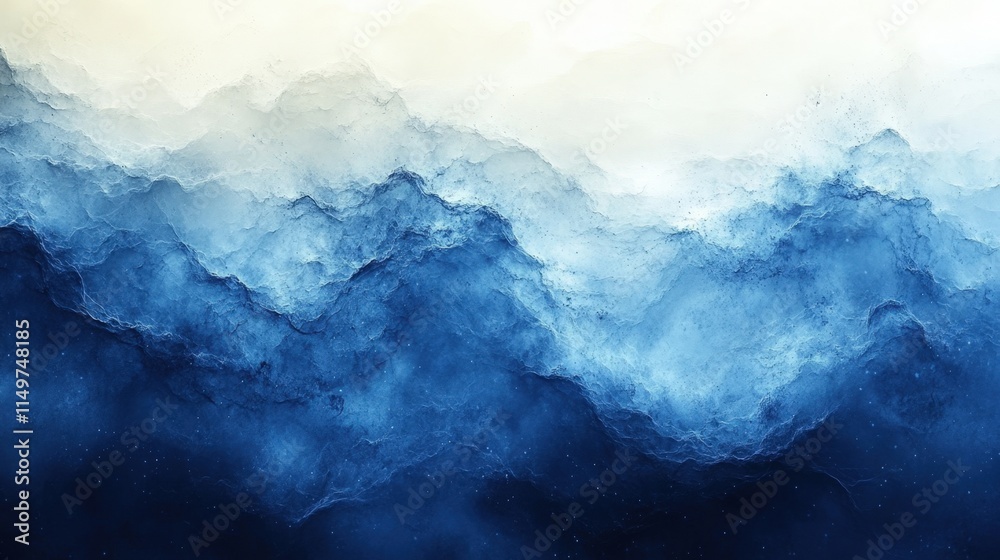 Fototapeta premium Misty blue mountainscape, serene, ethereal, dreamlike landscape.