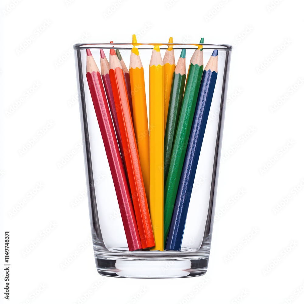 Colorful pencils arranged in glass, showcasing vibrant hues and creativity. Perfect for art enthusiasts and educational settings Colorful pencils arranged in glass, showcasing vibrant hues and creativity. Perfect for art enthusiasts and educational settings