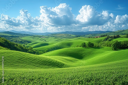 Lush Tuscan Hillscape Under a Sunny Sky