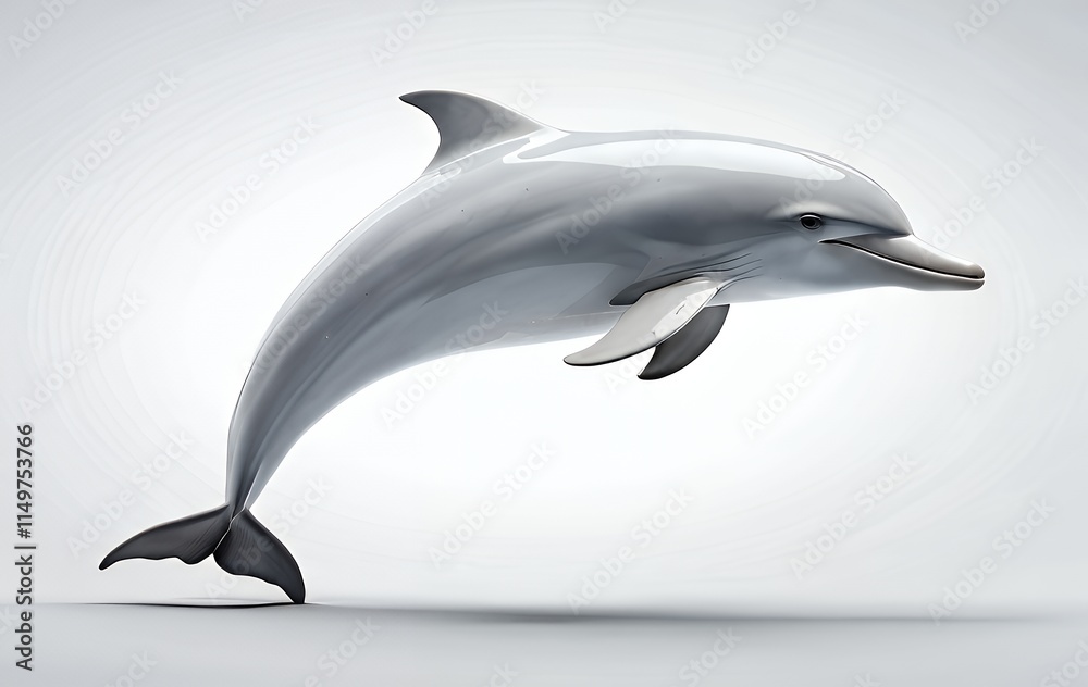 Elegant Dolphin Leaping Graceful Pose White Background Minimalist Style Elegant Dolphin Leaping Graceful Pose White Background Minimalist Style