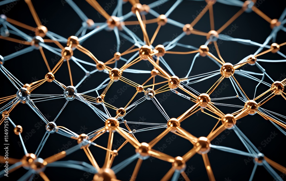 Metallic Network Nodes Abstract Gold Silver Connections Design Metallic Network Nodes Abstract Gold Silver Connections Design
