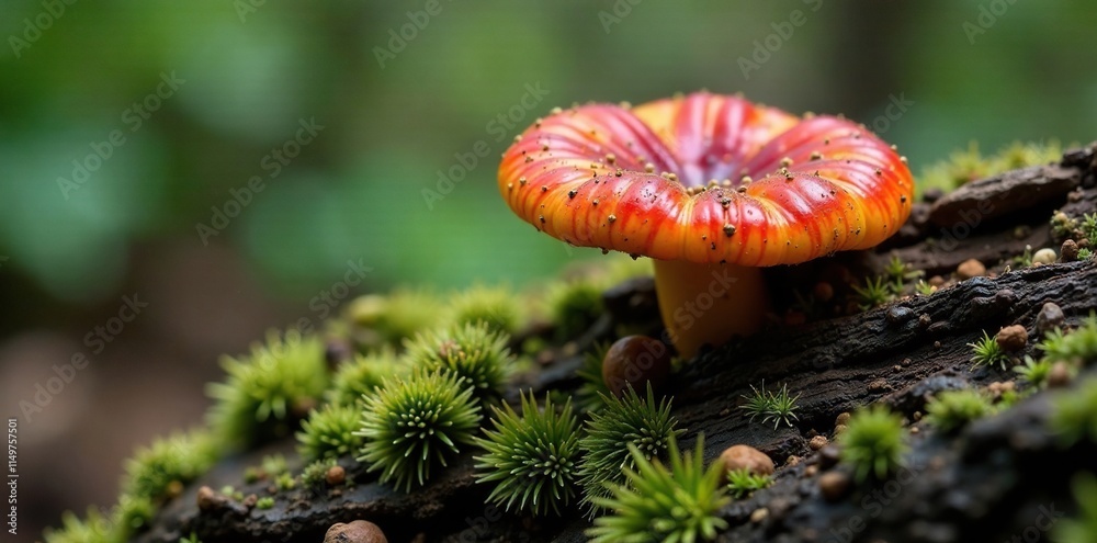 Balanophora fungosa fruiting body on decaying tree stump in the rainforest, earthy, outdoor Balanophora fungosa fruiting body on decaying tree stump in the rainforest, earthy, outdoor