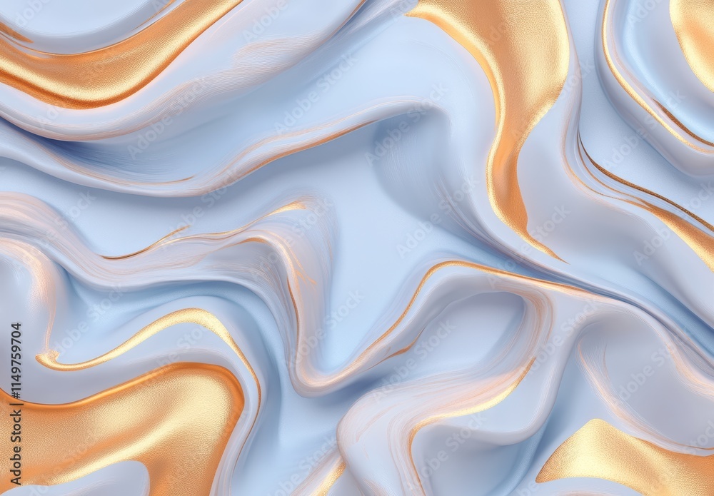 Fototapeta premium 鮮やかな青とゴールドの抽象模様が織りなす独特のテクスチャー