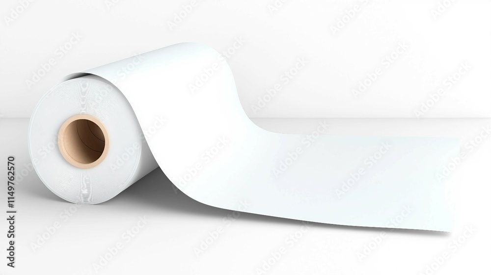 White Paper Roll Unrolled on Clean Surface for Creative Projects White Paper Roll Unrolled on Clean Surface for Creative Projects