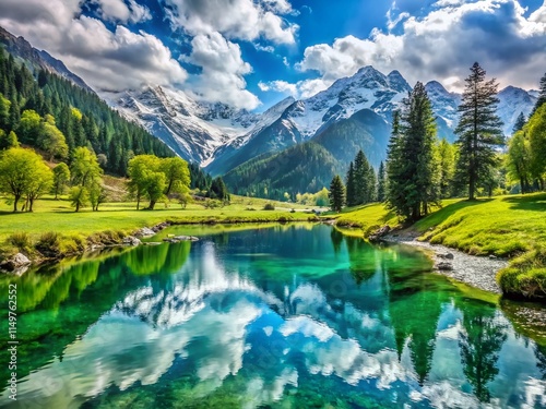 Surreal Himalayan Landscape: Betaab Valley, Kashmir's Serene Beauty photo