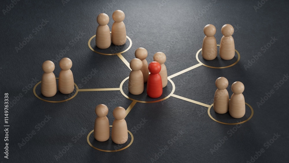 Obraz premium Communication in a business team online and with each other. Social connections between people. Team communication with the leader or new member of the group.