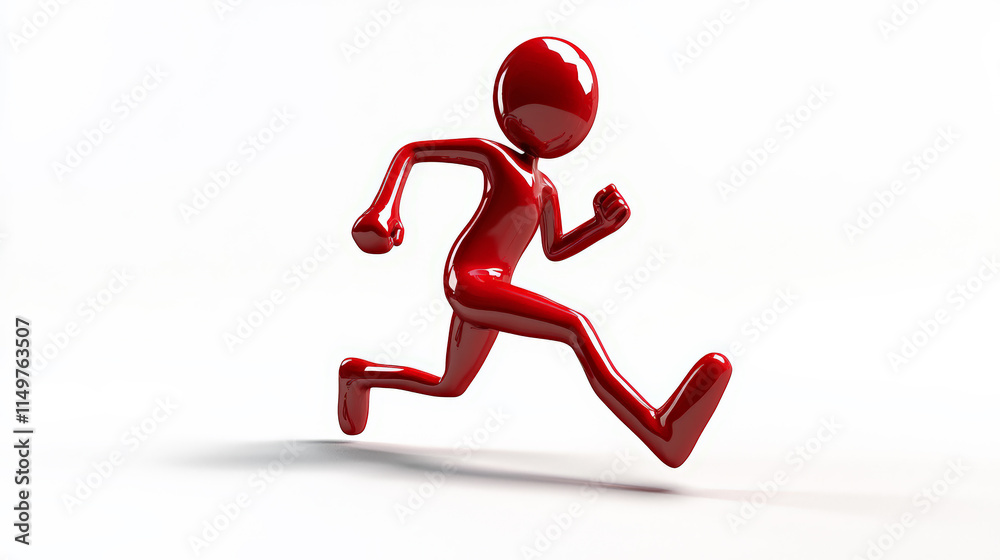 Running Stickman: Red on White. Generative AI Running Stickman: Red on White. Generative AI