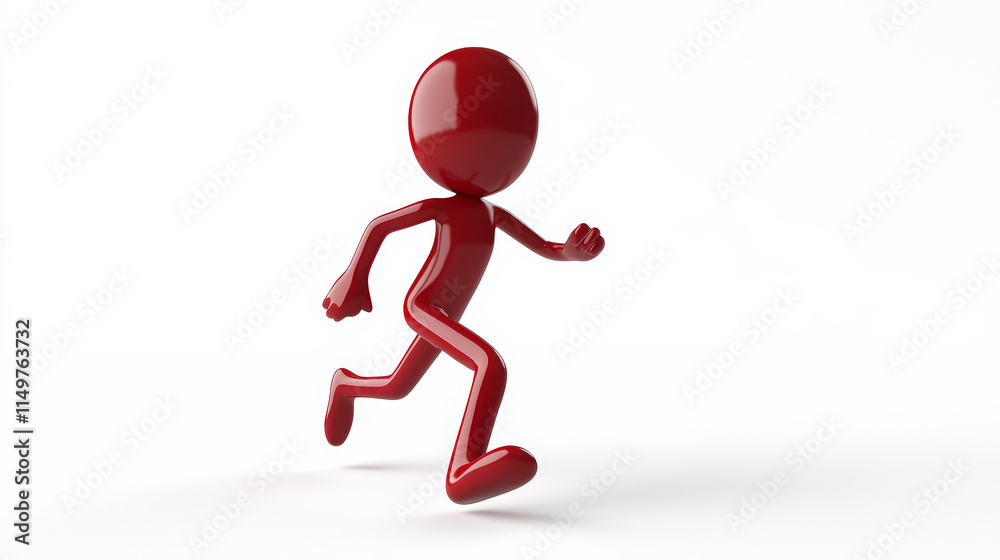 Running Stickman: Red on White. Generative AI Running Stickman: Red on White. Generative AI