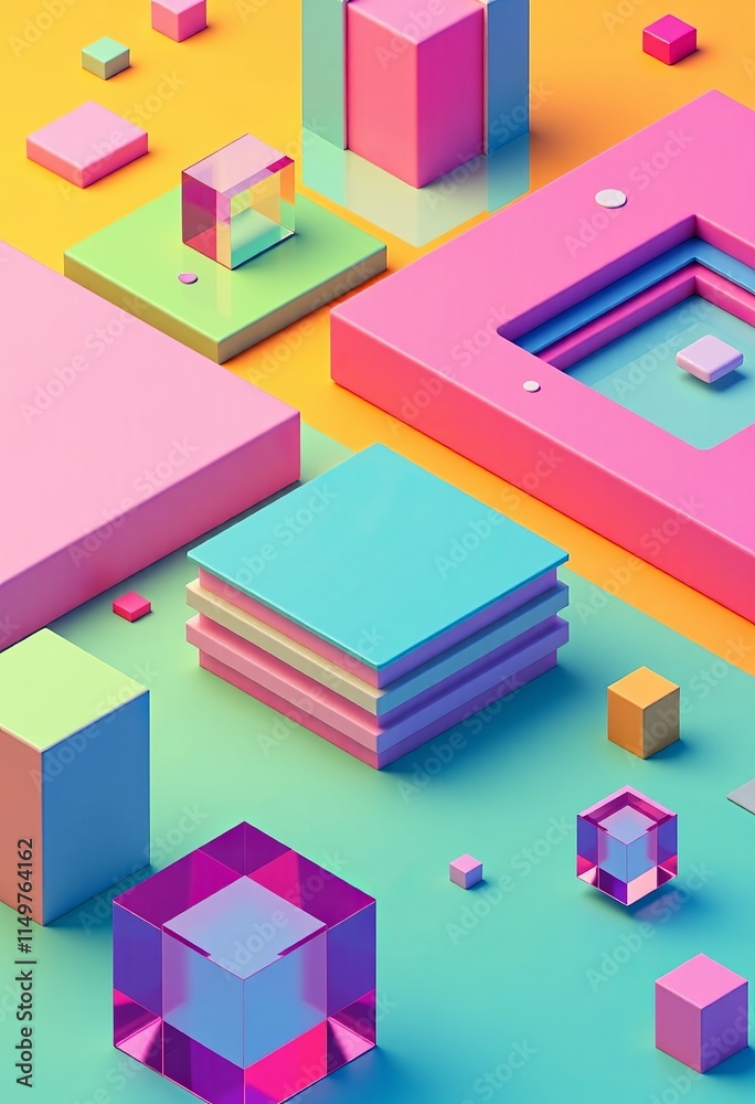 Pastel Gradient Squares 3D Wallpaper, Vaporwave Style Background with Angular Shapes and Patterns for Digital Art and Design Pastel Gradient Squares 3D Wallpaper, Vaporwave Style Background with Angular Shapes and Patterns for Digital Art and Design