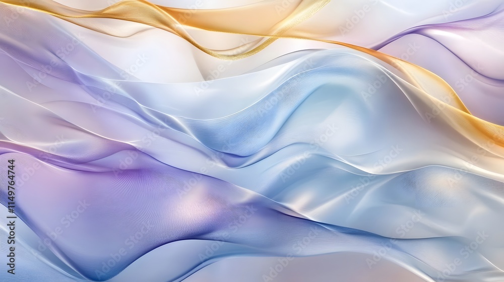 Fototapeta premium Flowing silk waves abstract art soft colors digital design aesthetic view fluid motion concept