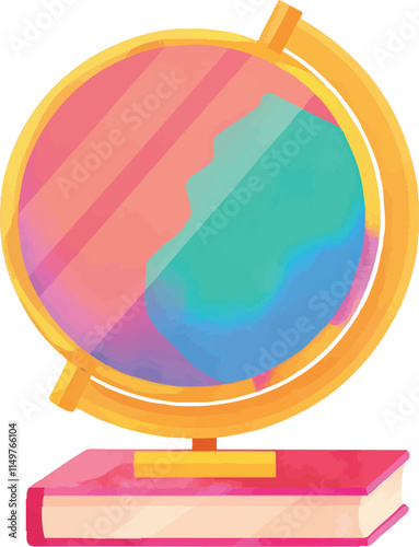 illustration of globe on book, perfect for a kid school or education theme