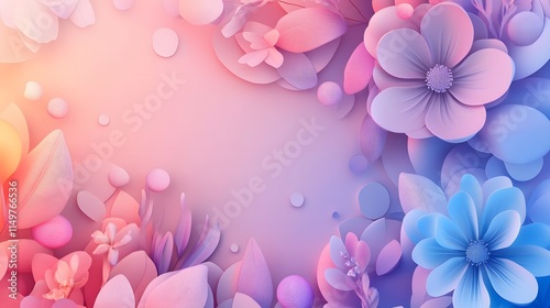Vibrant floral arrangement abstract background digital art soft colors aesthetic design nature concept