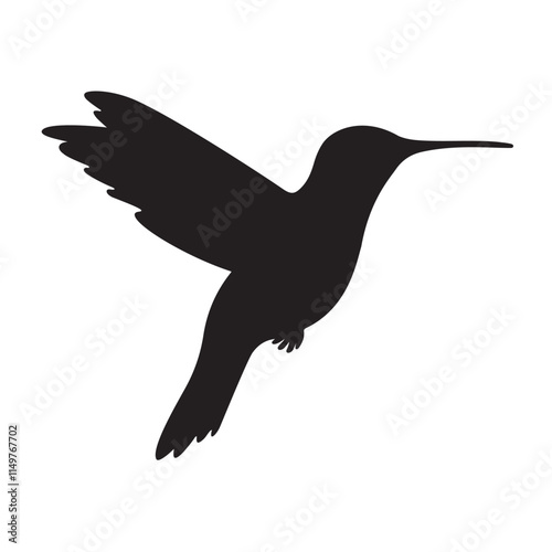 Hamming bird black silhouette vector Illustration