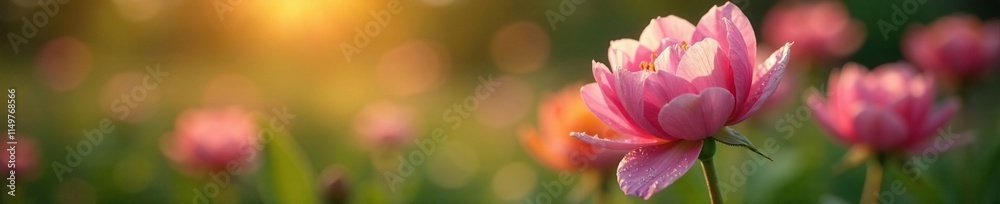 A gentle spring morning dew on a newly bloomed flower in the garden, garden scene, spring morning, fresh blooms A gentle spring morning dew on a newly bloomed flower in the garden, garden scene, spring morning, fresh blooms