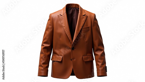 Stylish brown jacket displayed against a white background for fashion showcasing. Generative AI photo