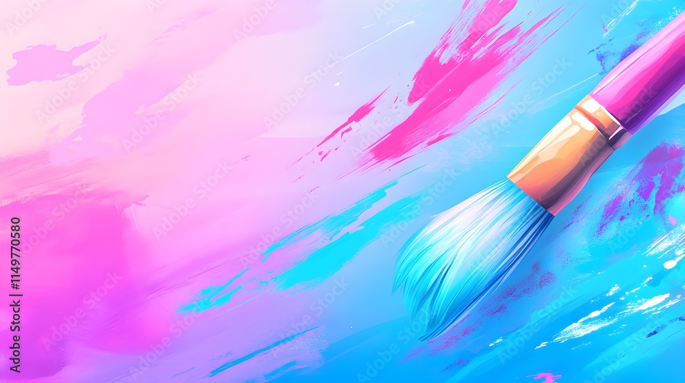Fototapeta premium Creative brush strokes art studio digital artwork bright colors close-up artistic expression