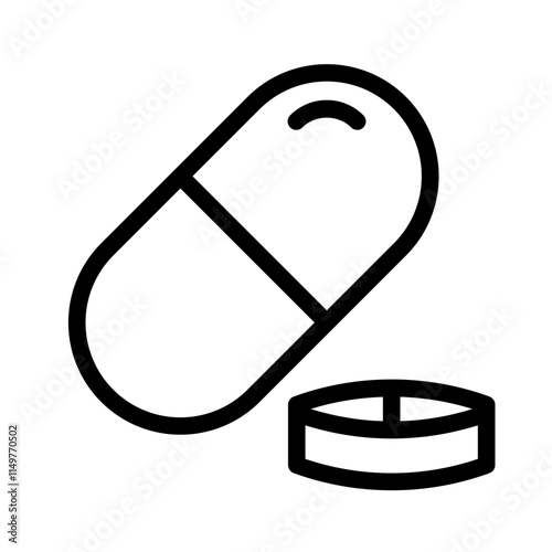 Icon Pill Medicine With Style Outline