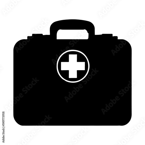 Aid kit medical silhouette vector illustration on white background