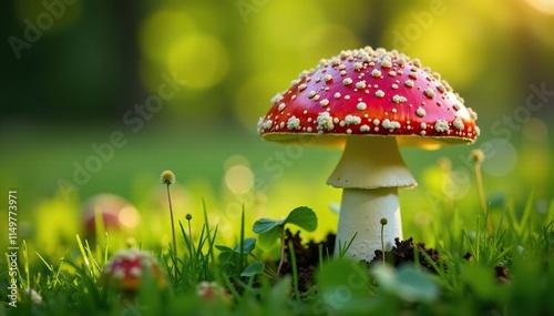 Wallpaper Mural Amanita muscaria fly agaric growing in a meadow, reddish brown cap, mycology Torontodigital.ca