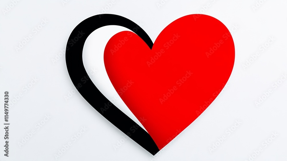 Heart with a black line in the middle Heart with a black line in the middle