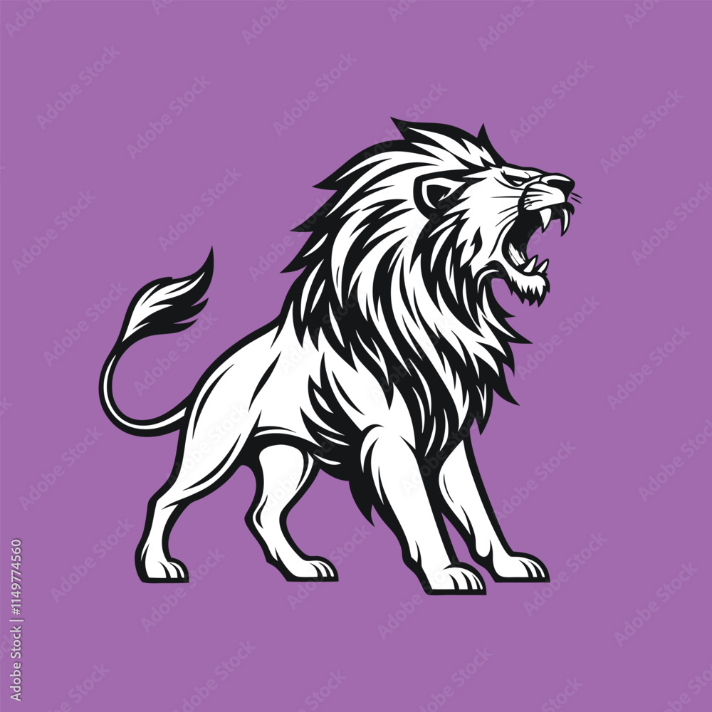 Lion Black and White Animal Symbol Design. Lion Black and White Animal Symbol Design.