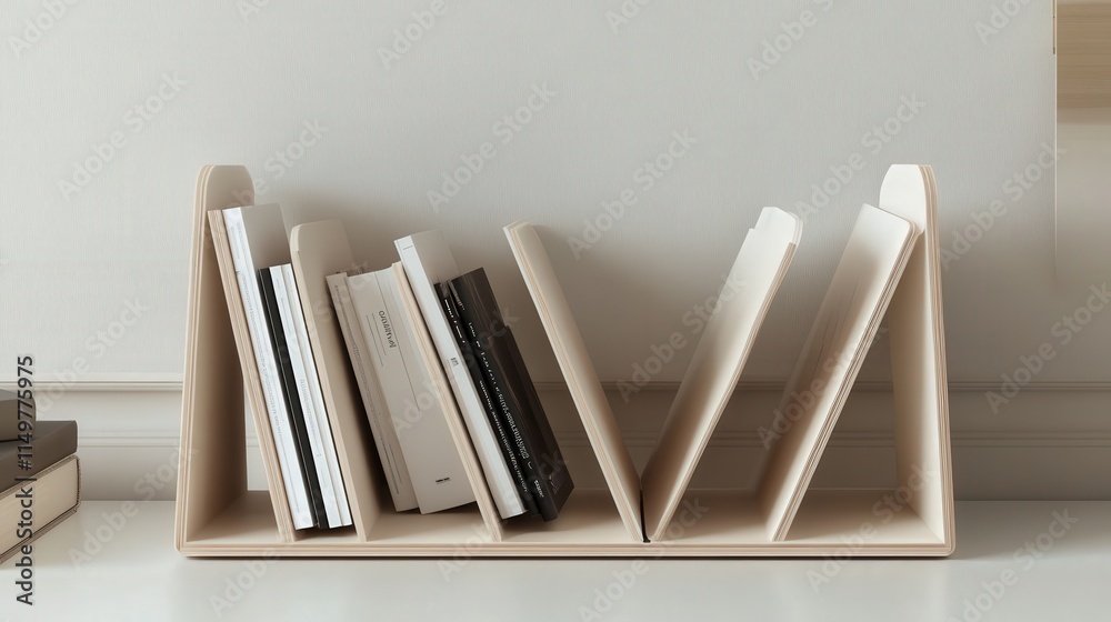 sleek, minimalist document shelf with open compartments, ideal for storing documents, magazines, and folders in a home office. sleek, minimalist document shelf with open compartments, ideal for storing documents, magazines, and folders in a home office.