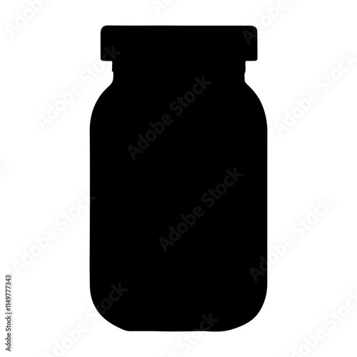 Black jar of sugar silhouette vector illustration on white background
