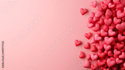 Pink Background with Red and Pink Heart Shapes