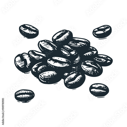 The coffee beans. Black white logo icon vector isolated. 