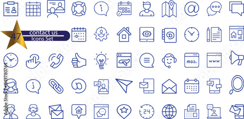 Contact us icon collection set. Containing phone, email, chat, location, smartphone, 