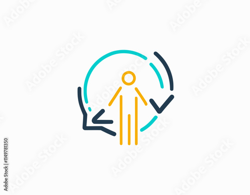 Human efficiency, professional growth, personal top, grow skill outline icon. Line sign person and arrow pointing up. Vector isolated pictograms for web on white background editable stroke.