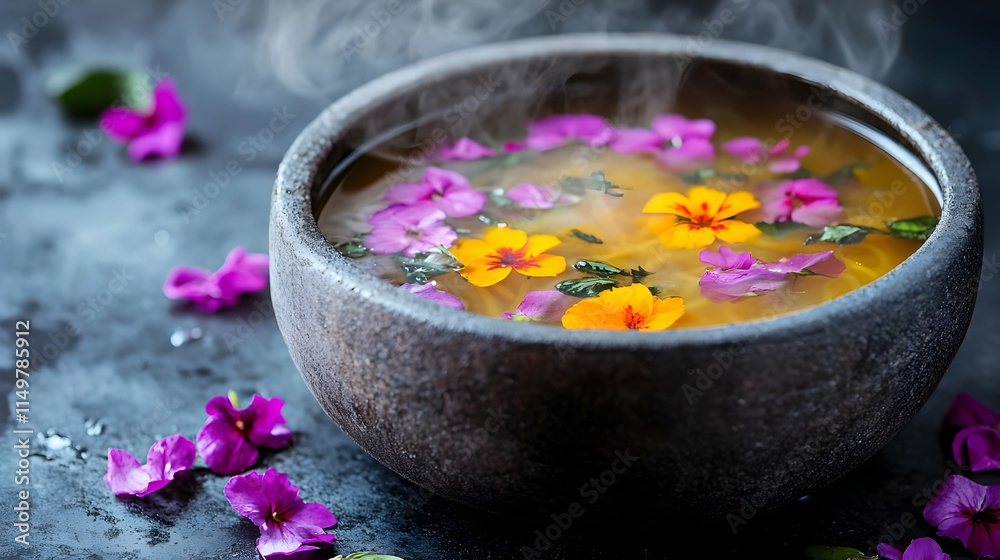 Steaming Flower Broth, A Culinary Still Life Steaming Flower Broth, A Culinary Still Life