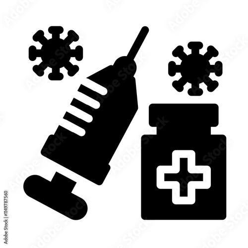 Icon Vaccine Syringe With Style Glyph