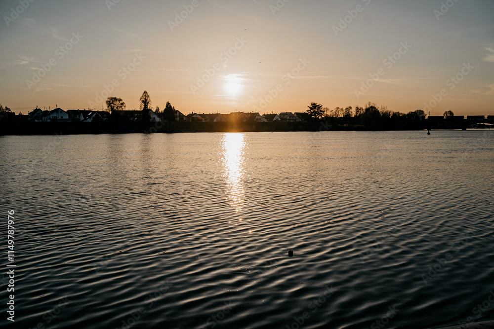 Naklejka premium Sonnenuntergang am Neckar