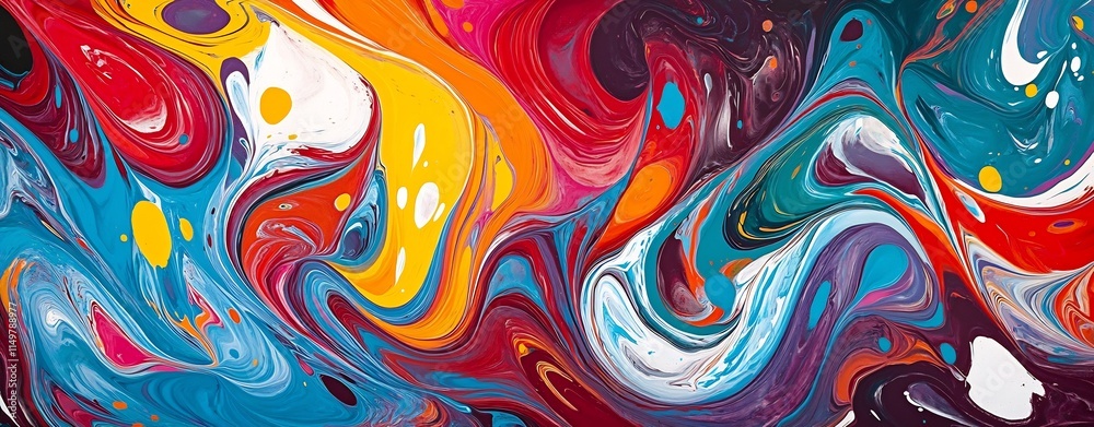Flowing Liquid Acrylics in Dynamic Vibrant Swirls and Splashes of Color Flowing Liquid Acrylics in Dynamic Vibrant Swirls and Splashes of Color
