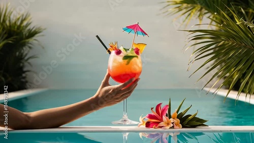 female hand holding delicious cold tropical cocktail against pool background, summer

female, hand, holding, delicious, cold, tropical cocktail, against, pool, background, summer, drink, vacation, wat photo