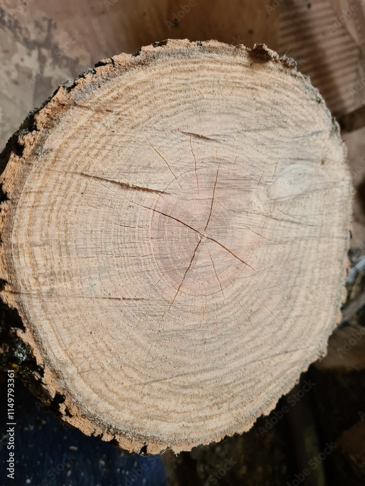 Naklejka premium Freshly Sawn Wood Ready for Use