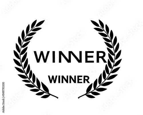 black silhouette circular laurel foliate, wheat and oak wreaths depicting an award, achievement, heraldry, nobility on white background