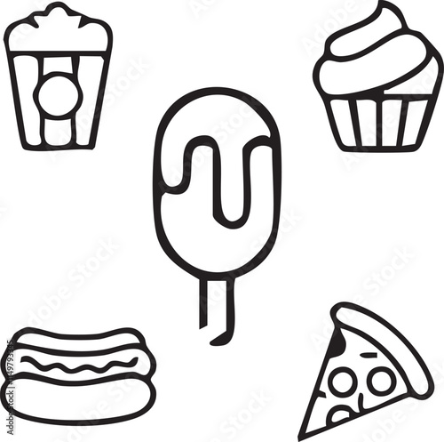 Fast food,Fried chicken,Beverage,Street food vector design icon symbol set