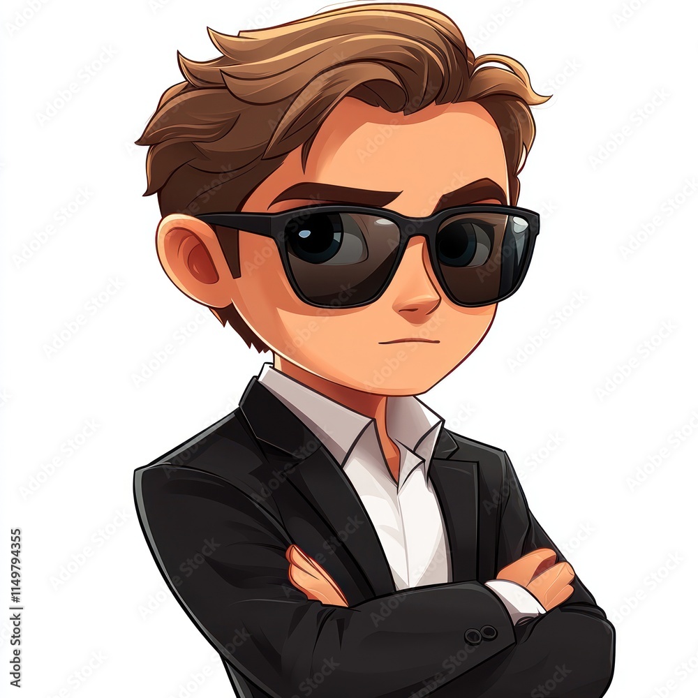 A young boy in a suit wearing sunglasses A young boy in a suit wearing sunglasses
