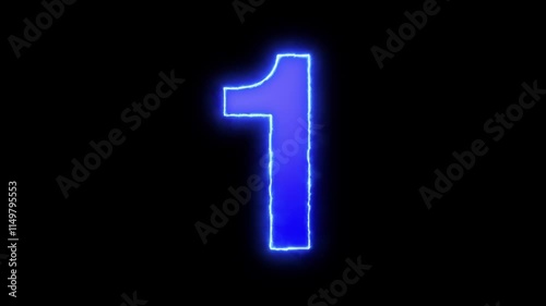 1 - Electric hot burning number on a black background