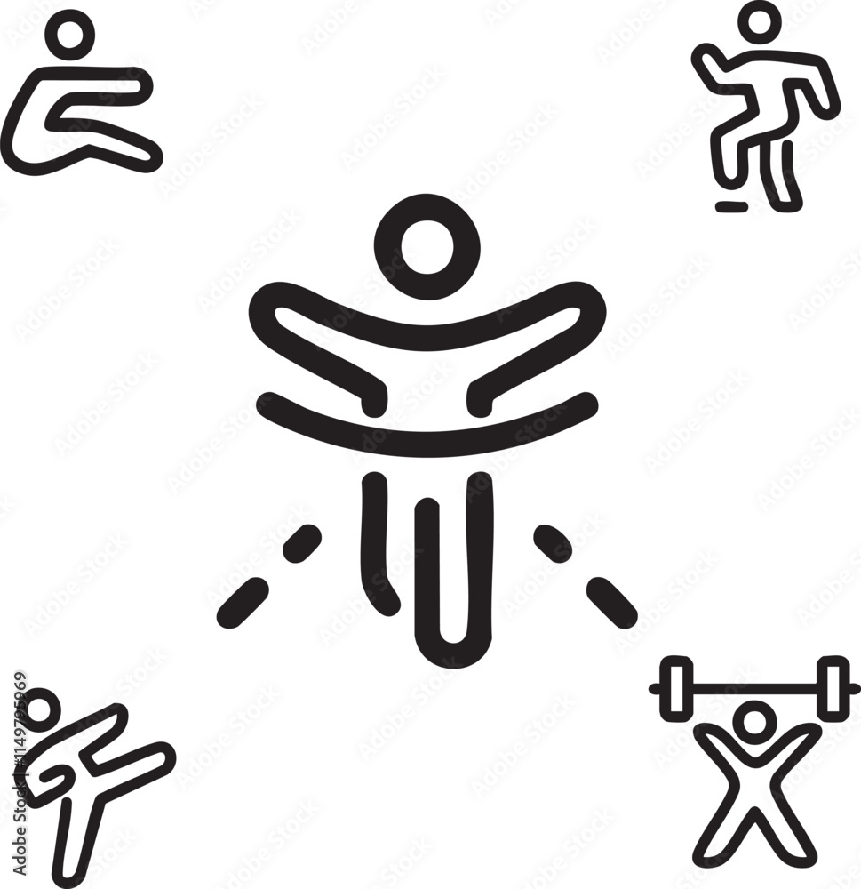 Obraz premium fitness positions,Physical,Gym,Yoga,Training vector design icon symbol