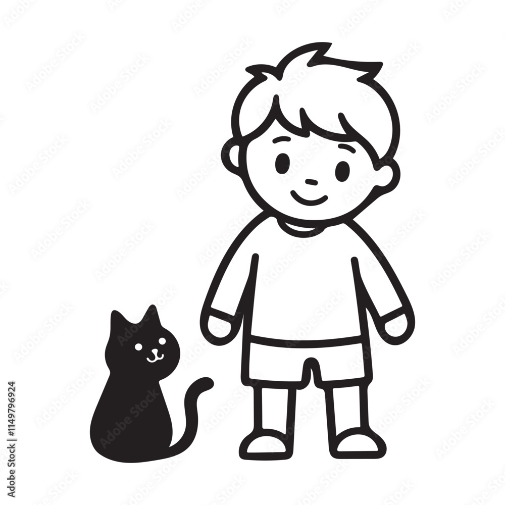 A cute Boy with cat A cute Boy with cat