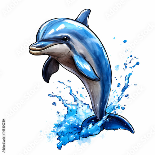Wallpaper Mural vibrant dolphin leaping out of water, showcasing its playful nature and marine beauty. dynamic splash adds excitement to this stunning marine wildlife scene Torontodigital.ca