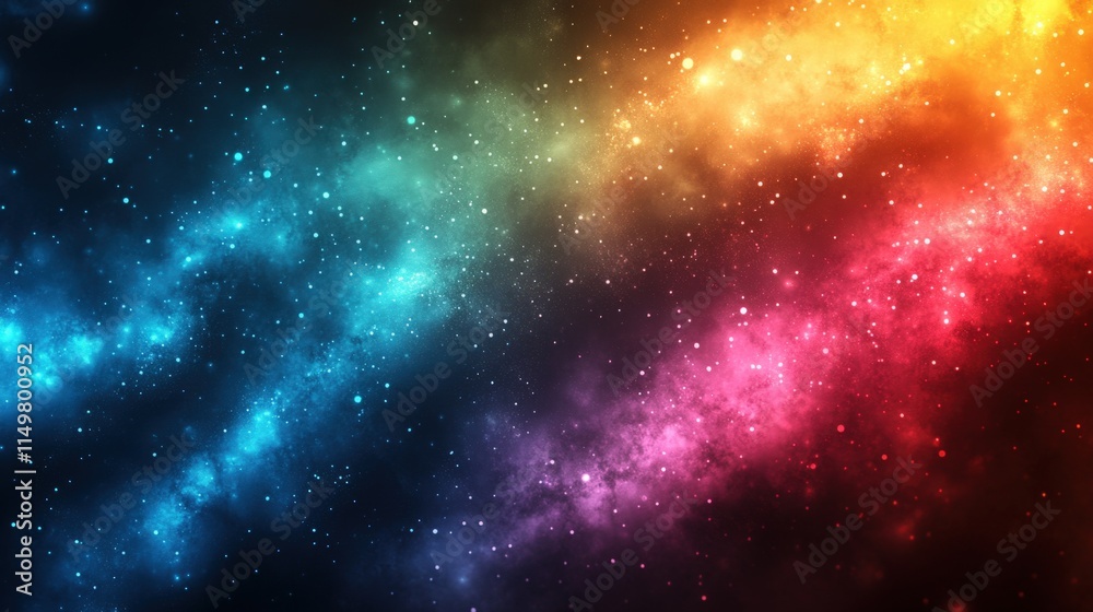 Fototapeta premium Vibrant nebula with colorful cosmic dust and stars.